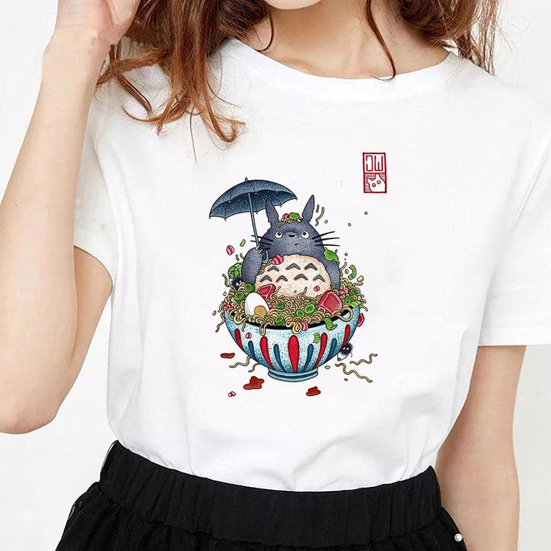 Cartoon Totoro Anime Series Printing, Summer Campus Large Size Men's and Women's Short Sleeve Anime T-shirt