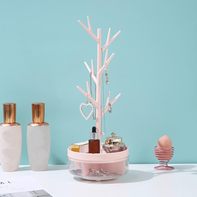 1pc Desktop White Tree Branch Jewelry Storage Box, Rotating Jewelry Holder Organizer, Room Decor Back To School