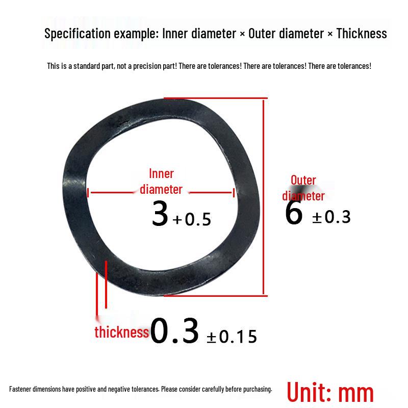 Manganese Steel M3-M6 Three-Wave Spring Washer & Retaining Ring