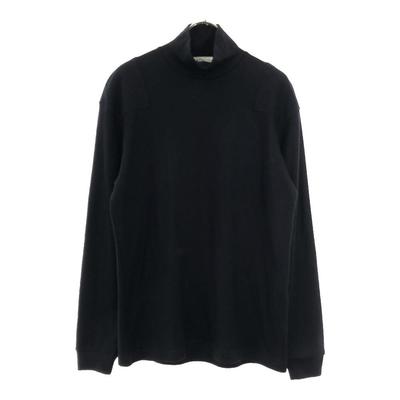 KUON Wolle Langarm Rollkragen Cut S schwarz Schulterpatch Pullover Herren Gebraucht