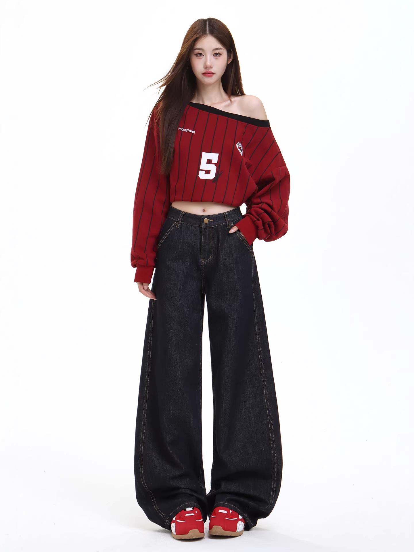 Dark Blue Retro High-Waisted Plus Velvet Straight Leg Women s Jeans - Autumn/Winter Slimming Casual Pants XS темно-синий