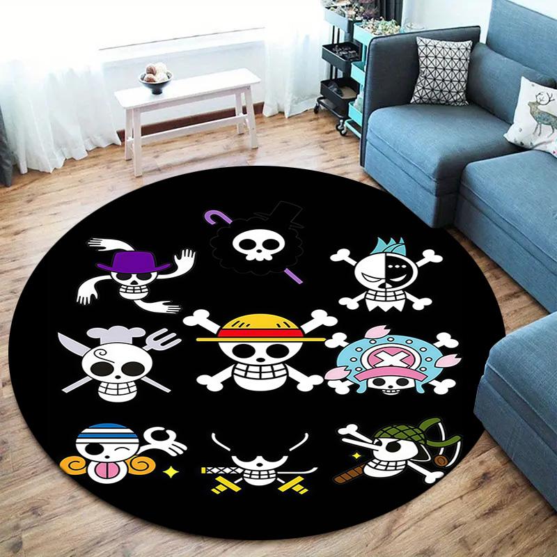 One Piece Straw Hat Pirates Round Area Rug Carpet Rug For Living Room Bedroom Sofa Playroom Decor Nonslip Floor Mat