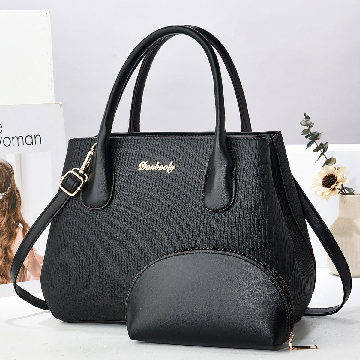 

Handbag Textured Mother and Child Bag Classic Women s Bag Solid Color Simple Shoulder Crossbody Bag Women 29*14*23 чёрный