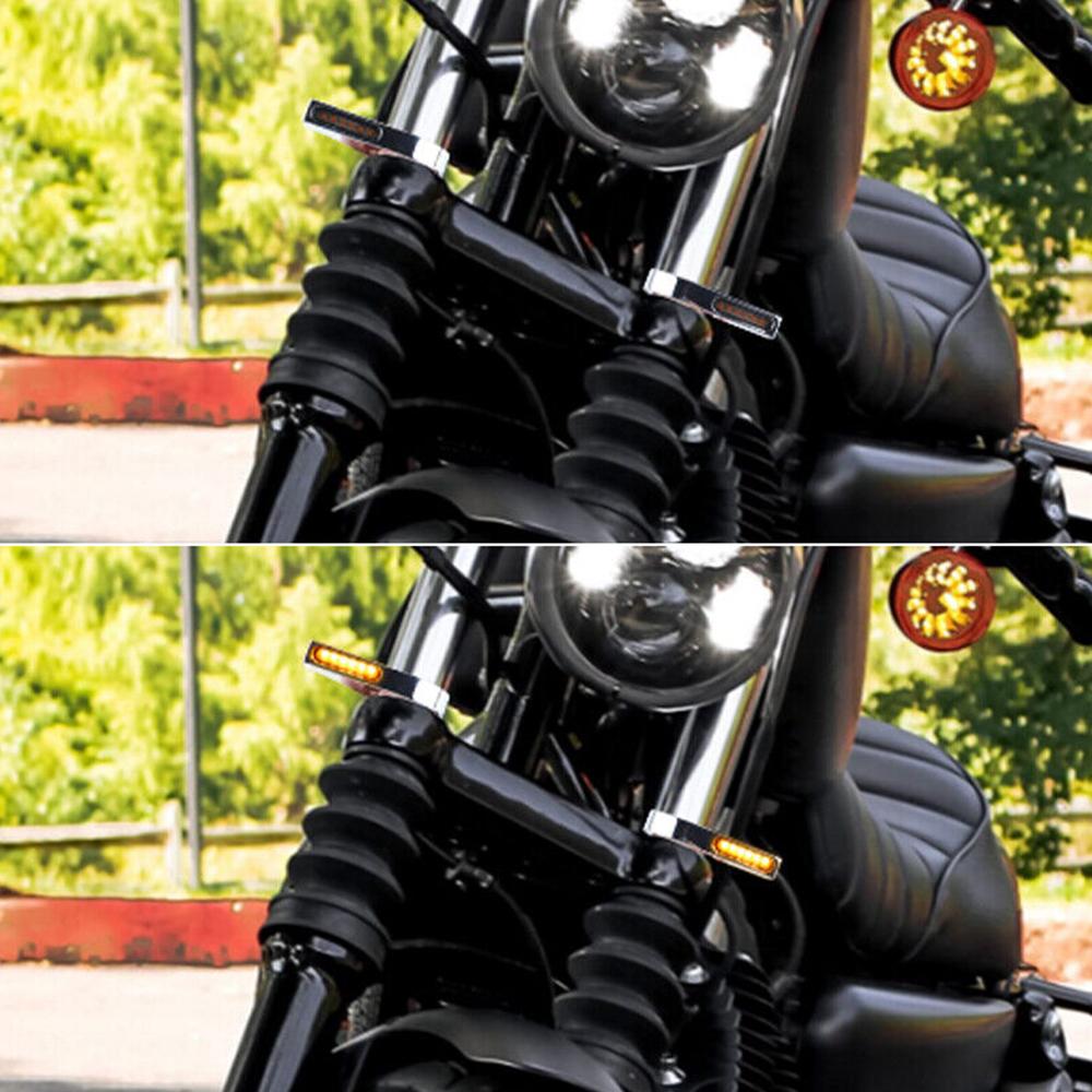 2Pcs 41Mm Chrome Motorcycle Front  Led Turn Signal