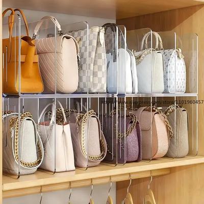 Transparenter Taschenaufbewahrungs-Teiler Acryl Schrank-Finishing-Teiler Handtaschen-Aufbewahrungsständer Transparenter Taschen-Organizer Ständer