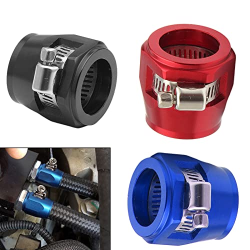 VEHSUN Econo Złączki Zestaw 4 szt. AN6 Zacisk wykończeniowy do węża z opaską śrubową do węża z siatki nylonowej/gumowego/z siatki ze stali nierdzewnej/chłodniczego Czarny