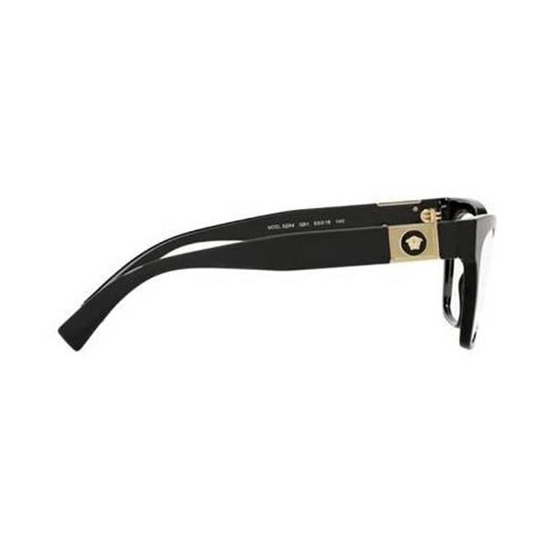 Versace Solid Color Temple Acetate Irregular Optical Frame Women's Black 5234962 VE3294GB1-Black 53