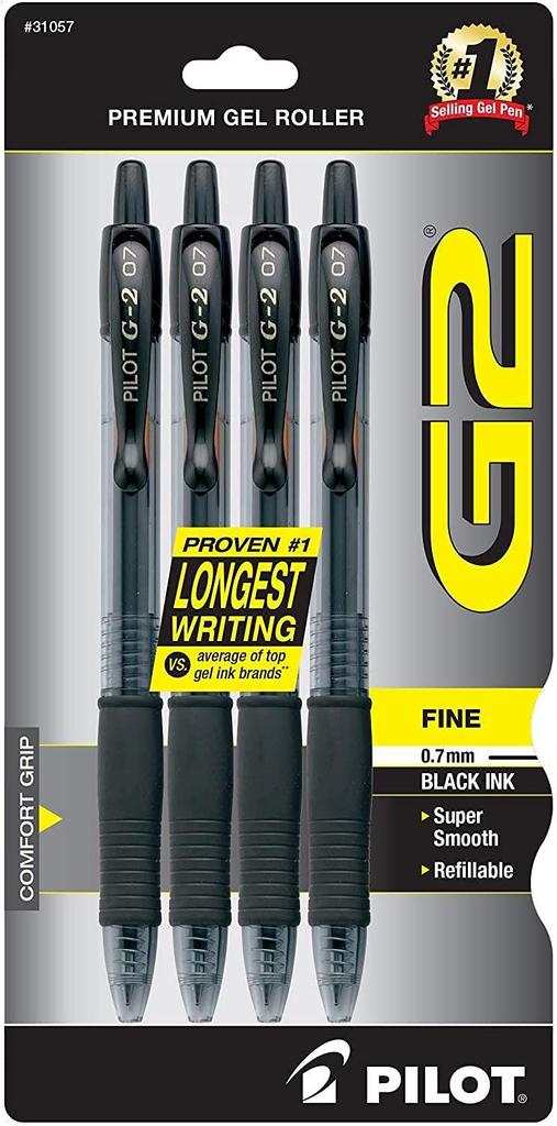 Pilot G2 Premium Gel Ink Rollerball Knock-Style Pen, 4-Pack
