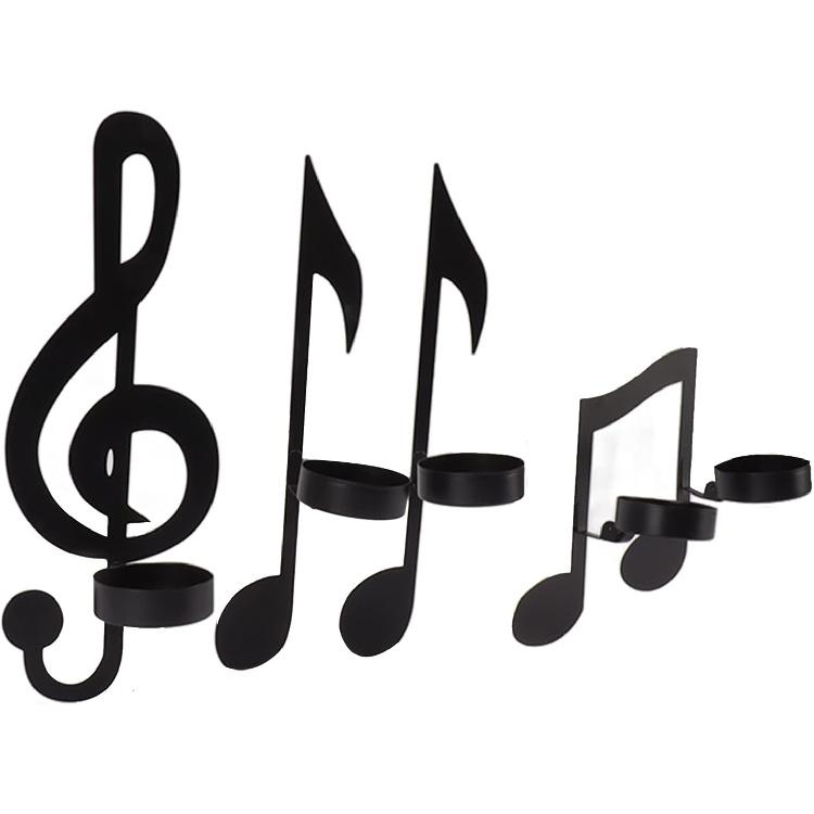 Black Music Note Wall Sconce,Vintage Art Musical Note Candle Holders,Treble Clef Musical Note Wall Decor for Home Office Classroom,Housewarming Gift,