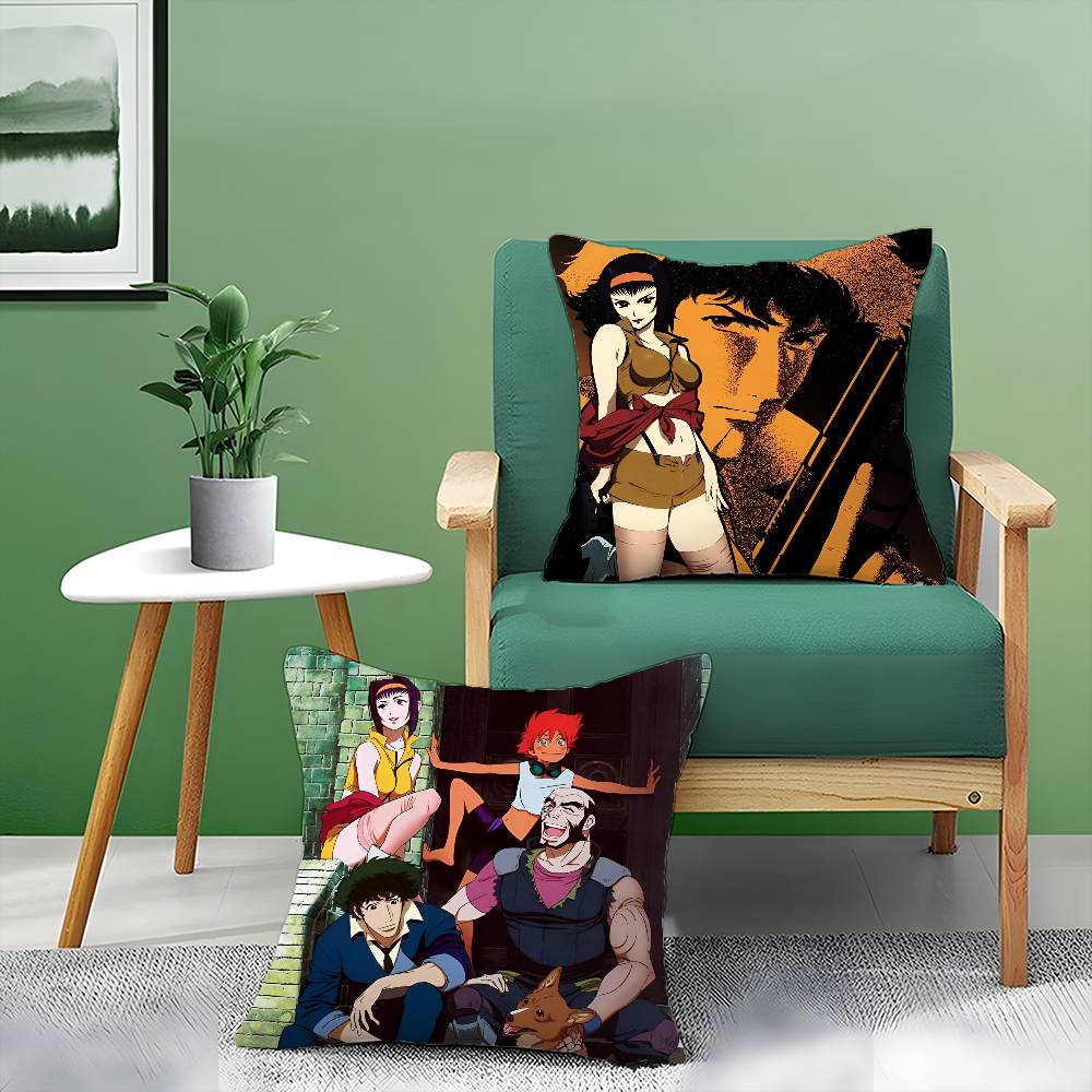 Anime Cowboy Bebop-Girl Cool Pillow Case Comfort Sofa Bed Silky elegant Invisible zipper Decorative cushion cover
