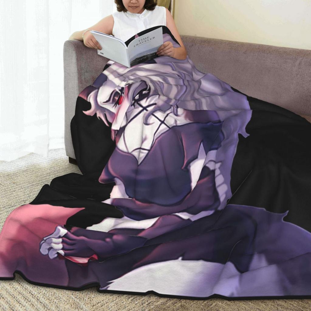 Shy Loona Flannel Throw Blankets Helluva Anime Blanket for Home Bedroom Soft Bedspread