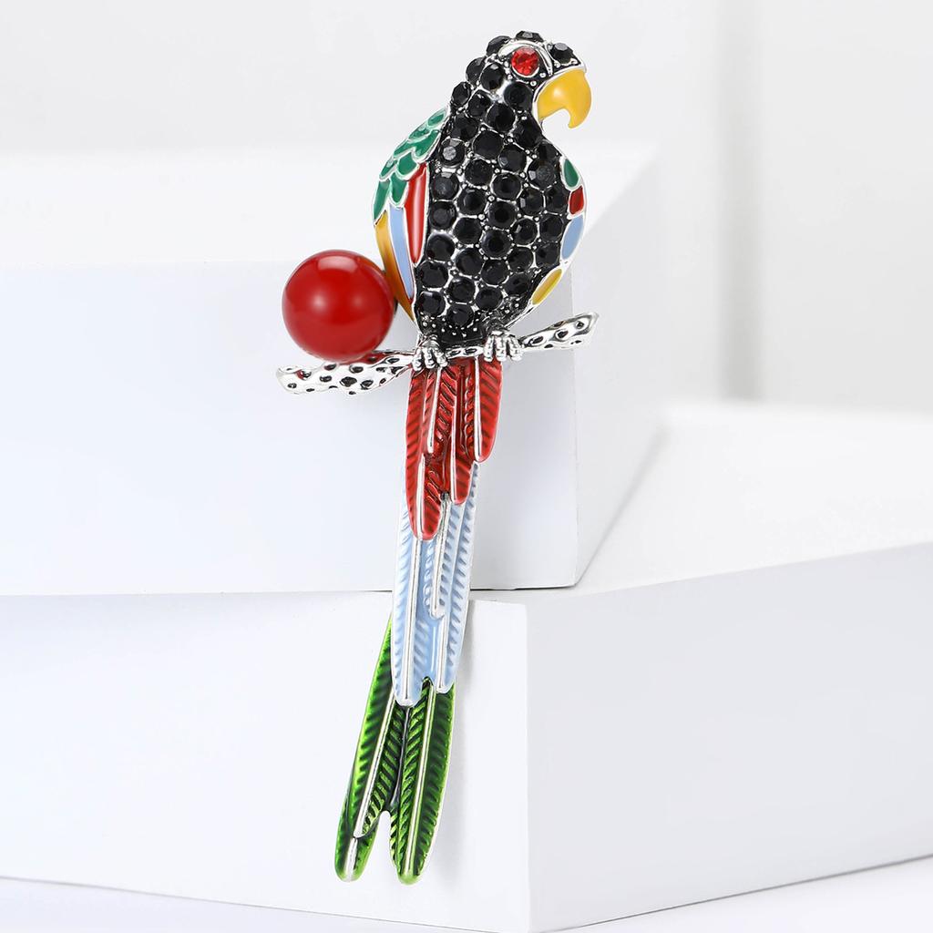 Personalized And Creative Alloy Rhinestone Parrot Brooch Exquisite And Versatile Women'S Suit Cardigan Corsage Jewelry Pin