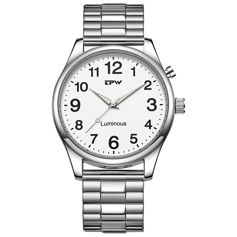 Large Dial LED Quartz Waterproof Business Watch for Elderly Men - Luminous and Stylish Timepiece