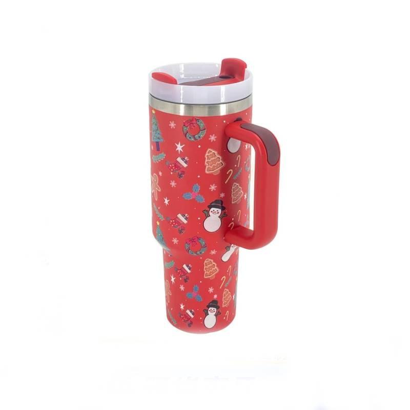 Meoky Creative 5d Christmas 40oz Cup Stainless Steel Vacuum Cups Straw With