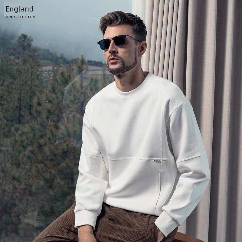 

Yingjuelun 310g Heavyweight Sweatshirt for Men, 2025 Autumn and Winter New Style, Segmented Design, Loose Pullover Top