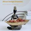 Fruit Serving Tray Resin African Black Woman Fruit Display Tray Decorative Desktop Ornament Table Storage For Candy Dessert