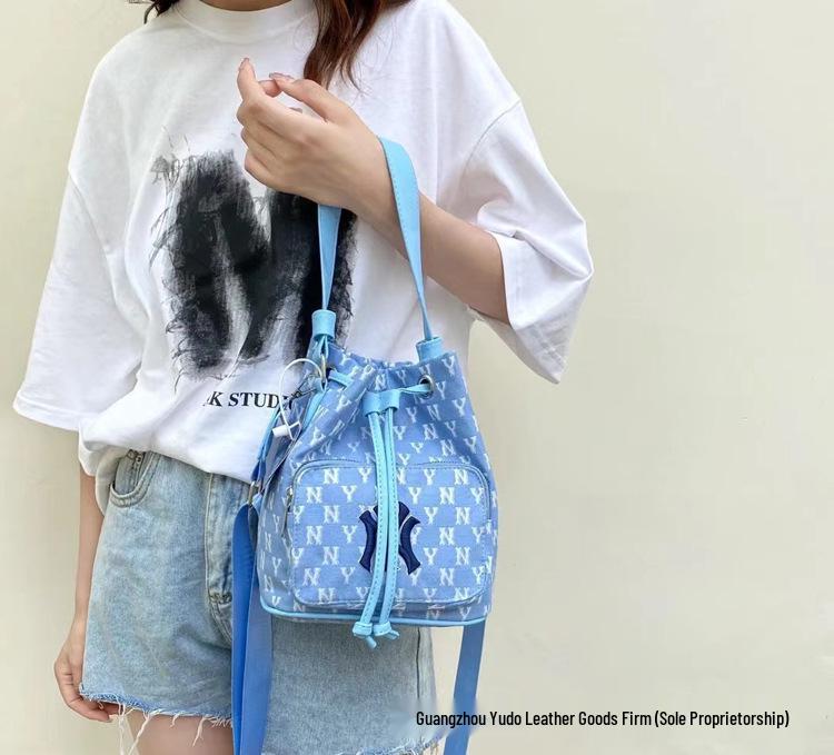 MLB Korea Women's College Style NY Embroidered Monogram Shoulder Bag
