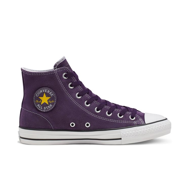 Converse Chuck Taylor All Star Skate Pro Hi Suede Versatile Comfortable Casual Lightweight High-Top Canvas Shoes Unisex Sneakers White Purple 166021C
