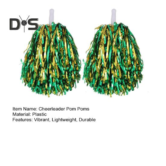 2Pcs Cheerleader Pom Poms Metallic Foil Cheerleader Pom Poms Hand Flowers with Handle for Sports Competitions Celebrations