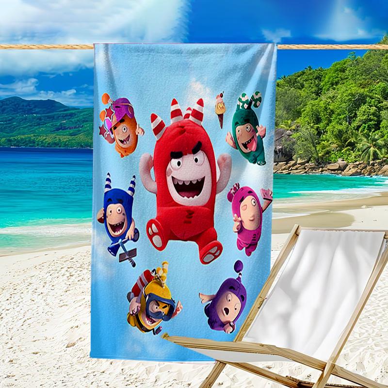 proof beach towel with a Oddbods pattern - soft,absorbent,quick-drying,machine washable - perfect for swimming,camping,bathing