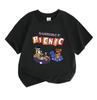 Unisex Kids 100% Cotton Crew Neck Short Sleeve T-Shirt, Summer Picnic Cute Bear Cartoon Print Casual Lightweight Tee for Boys Girls Daily Holiday Wear