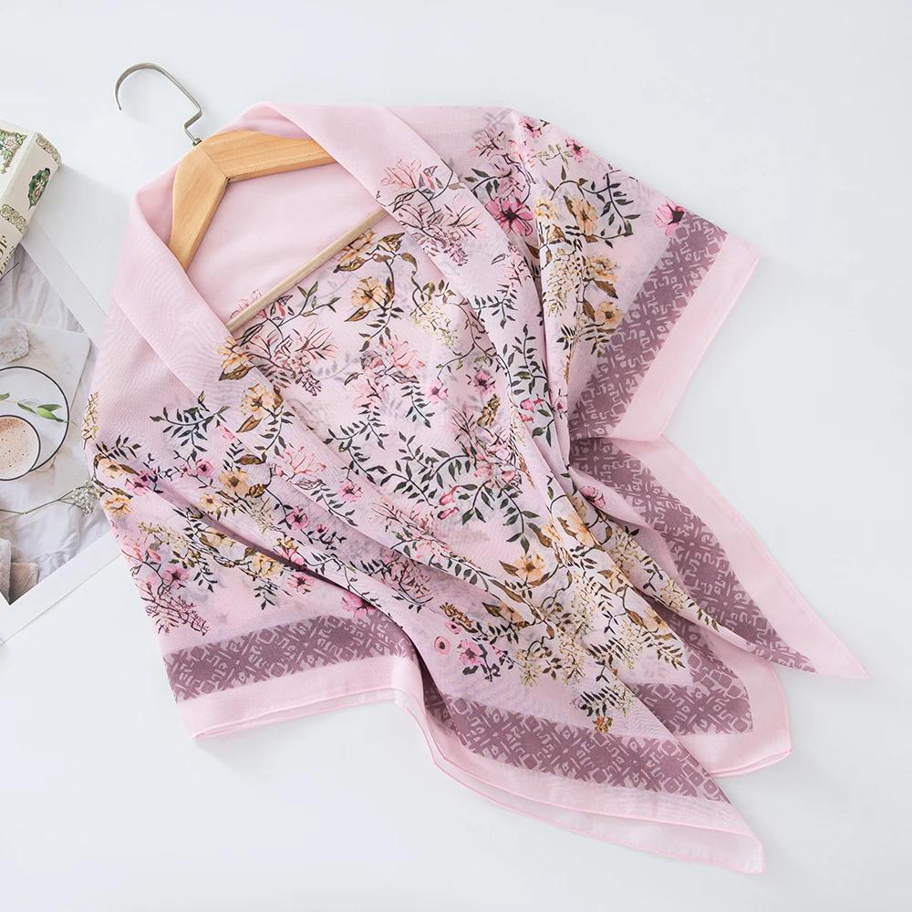 73Colors Malaysia Tudung Bawal Flower Print Hijab New Design Headscarf Premium Cotton Voile Soft Fashion Muslim Square Scarf