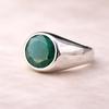 Green Emerald Faceted Cut Gemstone Ring – 925 Sterling Silver Jewelry, Handmade Emerald Signet Ring