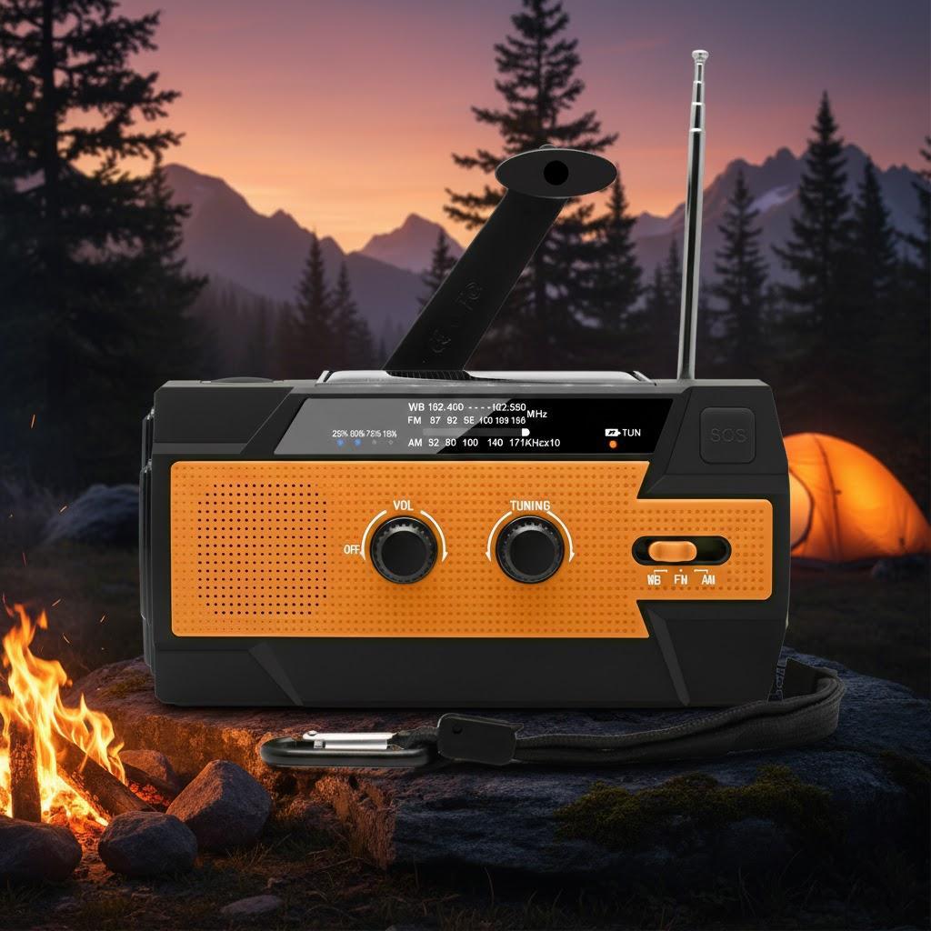 Emergency 4000mAh Solar Hand Crank Radio AM FM NOAA Weather with 1W Flashlight Phone Charger SOS Alarm