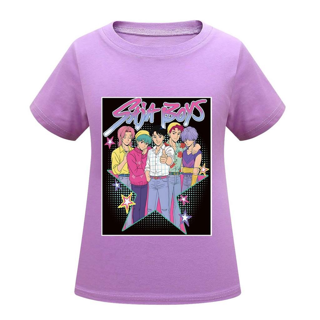 Kids Girls Anime Cartoon K-POP Rumi Zoey Mira Printed Casual Short Sleeves T-Shirt Top