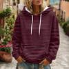 Women's Striped Print Casual Long Sleeve Hoodie with Pocket and