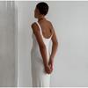 Elegant Knitted Long Dress Women Sleeveless Backless Slim A-line Solid Color Dresses