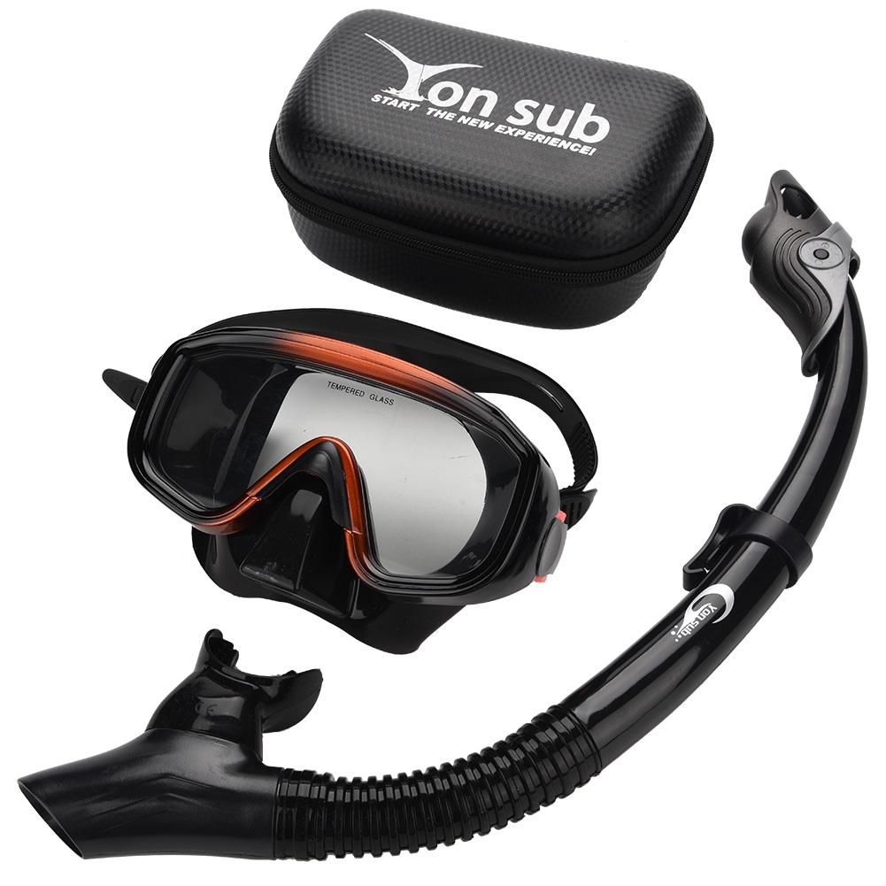 Adult Diving Mask Silicone Snorkel Set Anti Fog Wide View Tempered Glass Professional Gear Snorkeling Free Diving Accessories чёрный