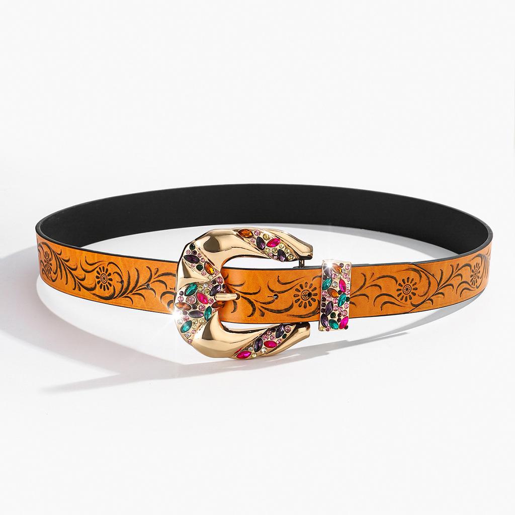 Fashion Floral Pattern Ladies Girdle Belt Stylish Versatile Waist Accessories For Women Trendy Design European And American Style