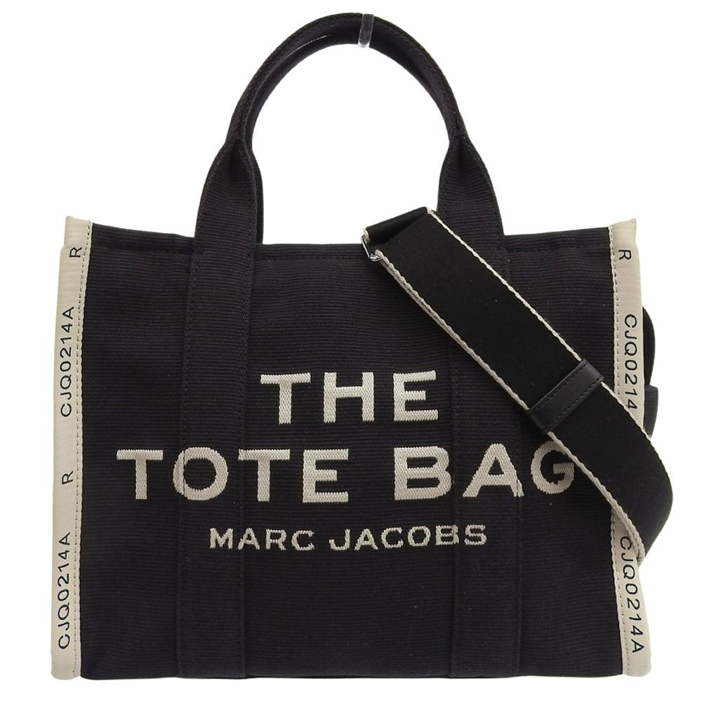Marc Jacobs Excellent Condition Cotton Canvas Tote Bag with Front Logo and the Jacquard Logo, Medium, Women's, Black, M0017027 Tote Bag blackUsed