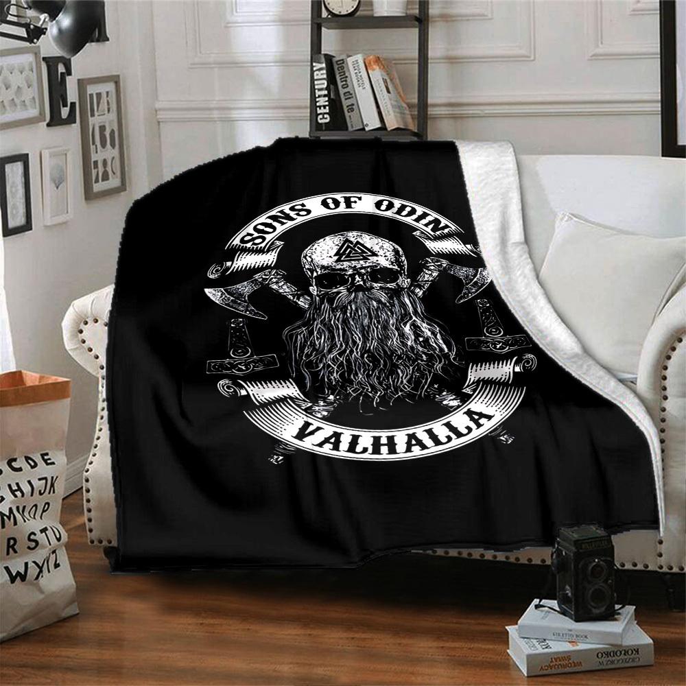 1pc Sons of Odin Valhalla Throw Blanket Soft Flannel, Cozy All Season Polyester Perfect for Home, Office
