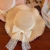 New bow lace straw hat women's summer seaside beach vacation sun hat large brim sun protection hat