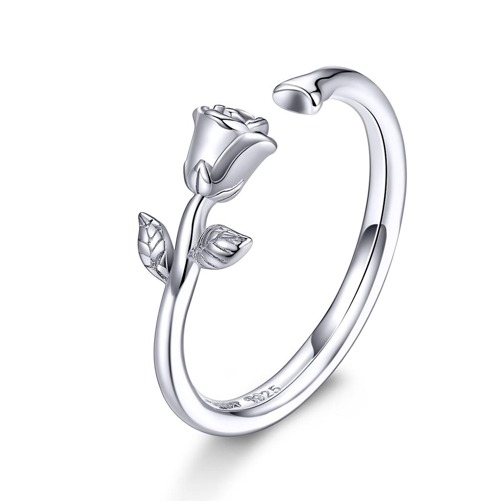 WOSTU 925 Silver Pet Cat Stackable Opening Ring For Women Snake Dog Adjustable Rings Fine Jewelry Party Birthday Gift
