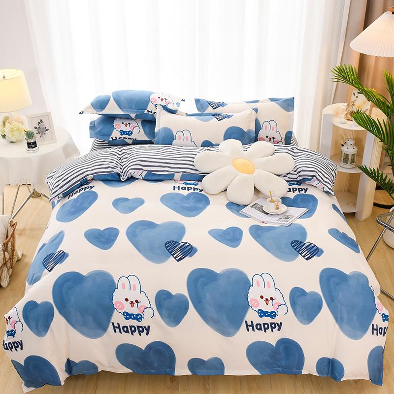 Modrý slunečnicový set přikrývky velikosti Queen Botanický květinový přehoz Plný Měkký ložní prádlo 4ks Černé sady přikrývek na postel Plný