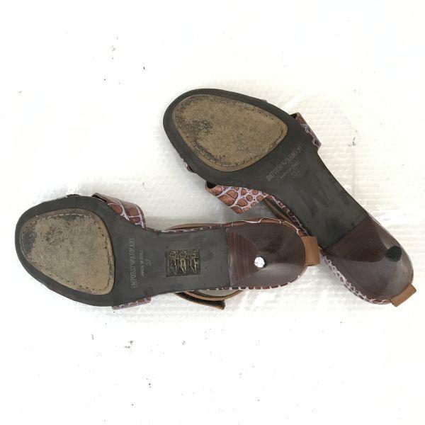 Emporio Armani Italy Ankle Strap Sandals Women’s 37 23.5 Brown