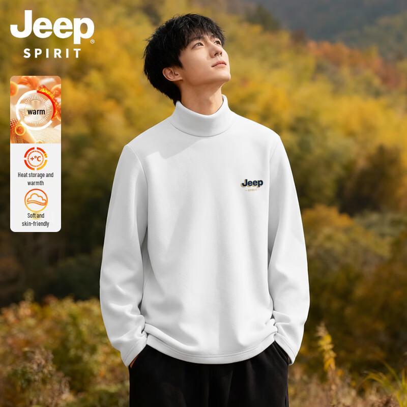 JEEP SPIRIT Men s Fleece-Lined Half-High Collar Long-Sleeve T-Shirt 2XL