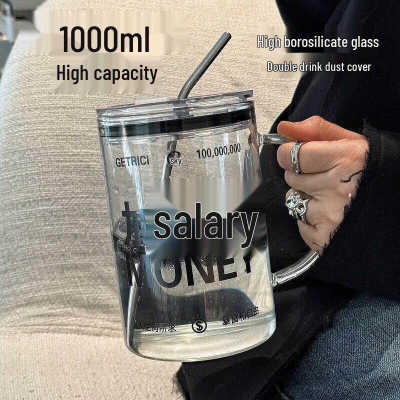 1000ml High Borosilicate Glass Straw Bottle