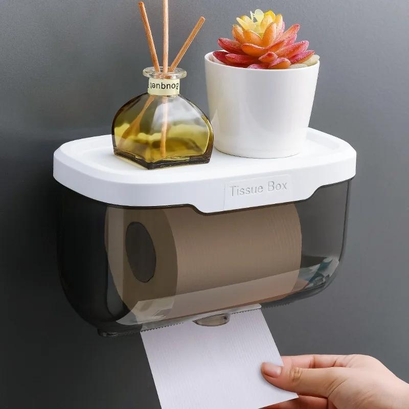 Toilet Pumping Paper Hand Tray Tissue Box Waterproof Non-perforated Paper Rack Creative Roll Paper Box