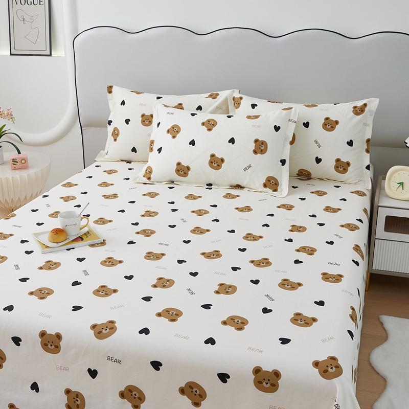 Cotton Bed Sheet  Cartoon Panda Animals Printed Double Top King Sheets for Girls Boys Kids Single Queen King Size Bed Linen
