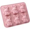 1/2Pcs Easter Bunny Silicone Mould, 6-Cavity 3D Ice Rabbits Cube & Dessert Tray, Flexible Baking Mould for Chocolates, Candies & Jelly