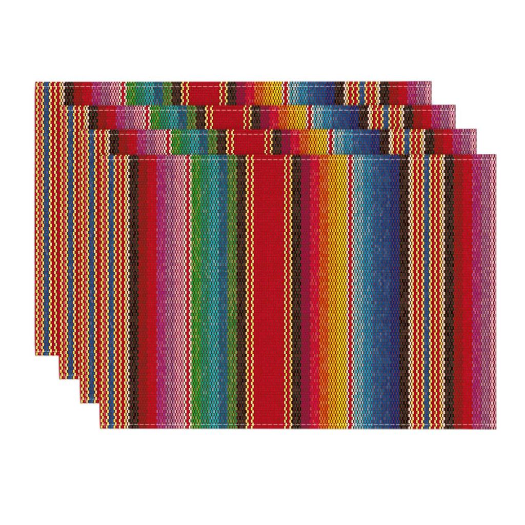 Strisce Colorate Dia De Los Muertos Festa Messico Tovagliette Set da 4, 12x18 Pollici Tovagliette Primaverili per Festa Cucina Sala da Pranzo Decorazione