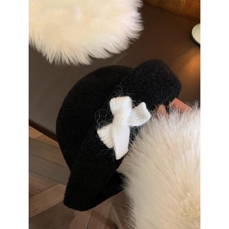 

Шляпа-котелок для женщин Французский стиль Ретро Шерсть Подчеркивающая лицо Маленькая теплая шляпа-ведро one size