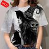 Halloween Pattern T Shirt For Women Witch 3d Printed Short Sleeves Summer Casual Oversized T-shirts O-neck Tops Tees Streetwear