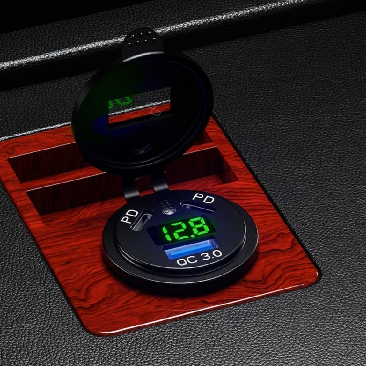 45W USB C Quick Charger 18W USB Charger Socket Waterproof with LED Voltmeter for Car Boats Marine Bus Truck Motorcycle