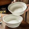 Thick Large Bowl Soup Bowl Solid Color Tableware Ceramic Bowl Household Round Large Vegetable Bowl Restaurant Ramen Bowl Deep Bowl