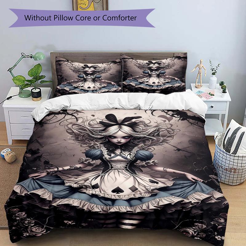 

3pcs Horror Theme Bedding Set, Including, Without Filling, Soft and Comfortable Home Bedroom.H055 135x200cm